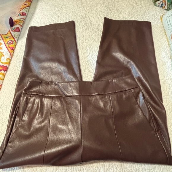 Chico's Faux Brown Leather Crop pants - Picture 7 of 7